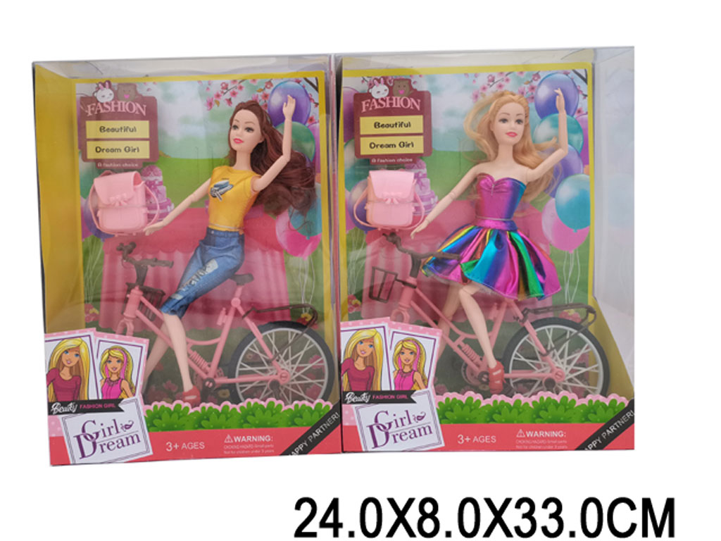 Игрушка детская:Кукла с велосипедом 2 вида